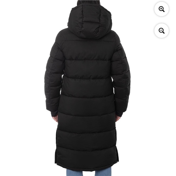 Women’s  London fog 21 ptp 42 down long size small puffer, black coat new long - Picture 11 of 12